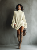 Caramel Brown Vintage Knit Mini Dress for Women 3