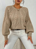 Tilda | Cropped Cable Knit Sweater with Lantern Sleeves for Women 14
