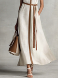 Women's Cotton Linen Maxi Dress Sleeveless V-Neck Tie Waist 5