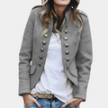 Women's Double-Breasted Military Jacket with Button Detail 3