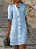 Linen Midi Dress Casual Summer Relaxed Fit 3