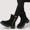 Women's Winter Ankle Boots, Faux Fur Cuff Chunky Sole 10