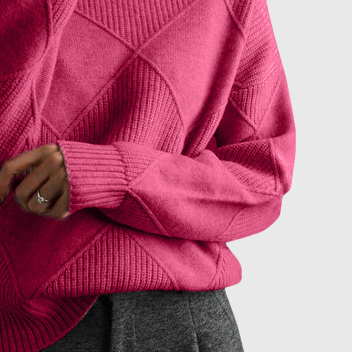 Dagny | Oversized Turtleneck Sweater with Diagonal Seams for Women