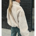 Women's Plush Bomber Jacket with High Collar 5