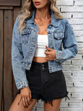 Blue Jean Jacket for Women, Cropped Button Front 1