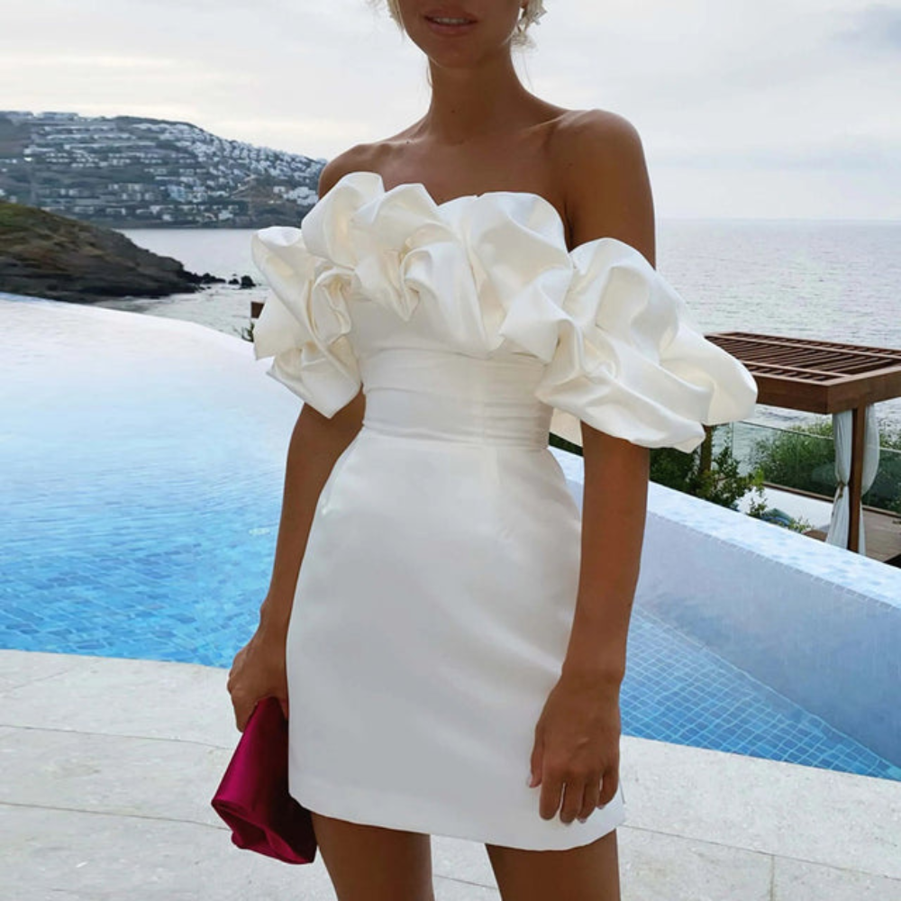 Women's Ruffle Mini Dress Wedding Guest Formal