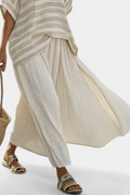 Striped Linen Skirt and Bamboo Top Set Relaxed 3