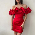 Women's Ruffle Mini Dress Wedding Guest Formal 4