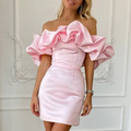 Women's Ruffle Mini Dress Wedding Guest Formal 5