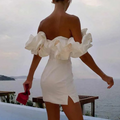 Women's Ruffle Mini Dress Wedding Guest Formal 6