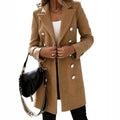 Women's Double-Breasted Long Coat with Lapel Collar 3