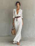 Lapel Single-Breasted Long Sleeve Belted Maxi Dress 6