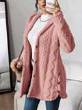 Women's Hooded Cardigan, Cable Knit Button Front 8