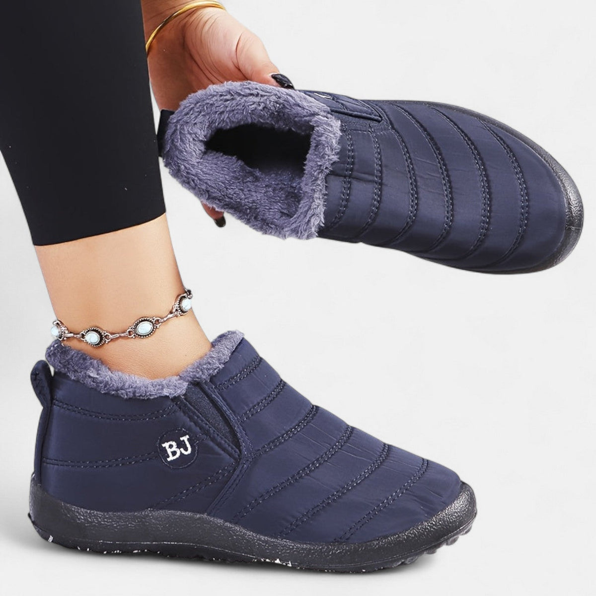 Women's Slip On Snow Boots, Quilted Fur Lined Ankle