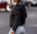 Women's Quilted Biker Jacket with Snap Collar 3