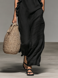 Women's Linen Blend Maxi Dress Halter Neck 5