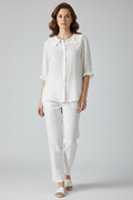 Women's Casual Shirt Ruffled Collar Button Front 6