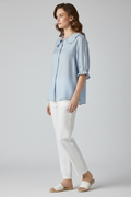 Women's Casual Shirt Ruffled Collar Button Front 4