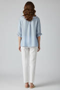 Women's Casual Shirt Ruffled Collar Button Front 5