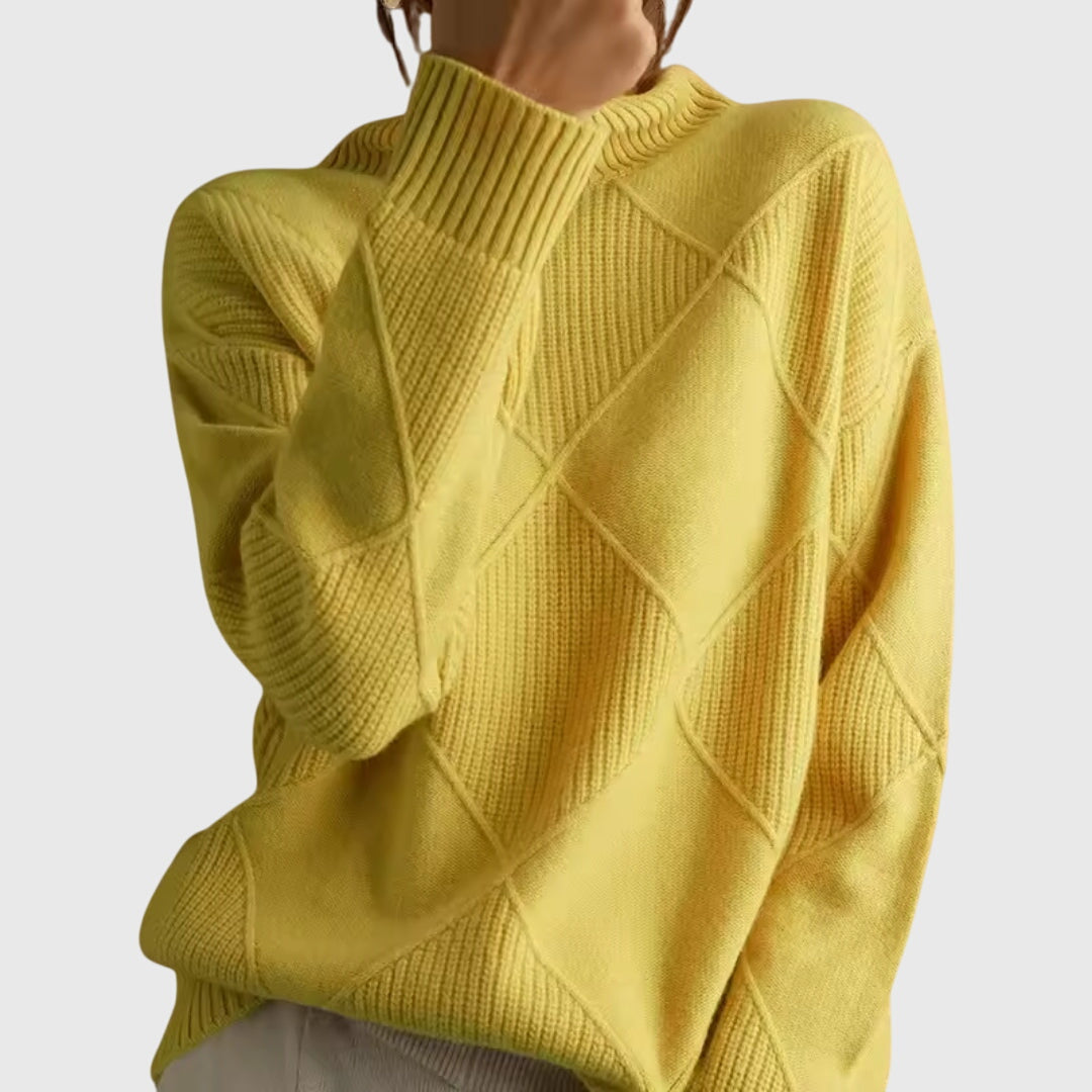 Dagny | Oversized Turtleneck Sweater with Diagonal Seams for Women