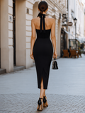 Halter Neck Bodycon Midi Dress Fitted 5