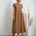 Women's Cotton Linen Maxi Dress Vintage Style 1