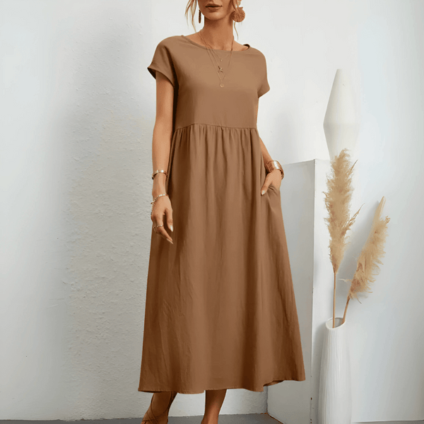 Women's Cotton Linen Maxi Dress Vintage Style