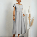 Women's Cotton Linen Maxi Dress Vintage Style 2