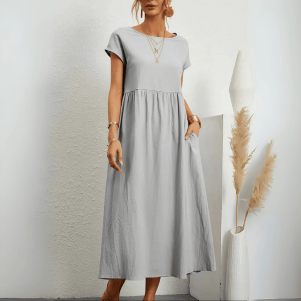 Women's Cotton Linen Maxi Dress Vintage Style