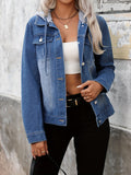 Hooded Blue Jean Jacket for Women, Button Front 4
