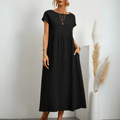 Women's Cotton Linen Maxi Dress Vintage Style 3