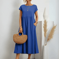 Women's Cotton Linen Maxi Dress Vintage Style 4