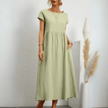 Women's Cotton Linen Maxi Dress Vintage Style 5