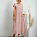 Women's Cotton Linen Maxi Dress Vintage Style 6