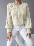 Tilda | Cropped Cable Knit Sweater with Lantern Sleeves for Women 6