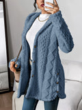 Women's Hooded Cardigan, Cable Knit Button Front 3