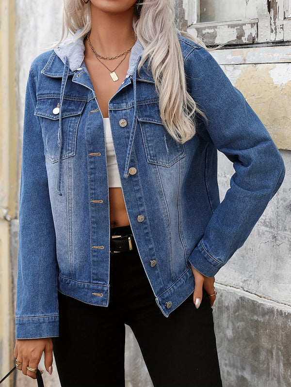 Hooded Blue Jean Jacket for Women