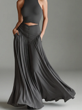 Women's Charcoal Gray Knit Dress Turtleneck Halter Cutout Waist 4
