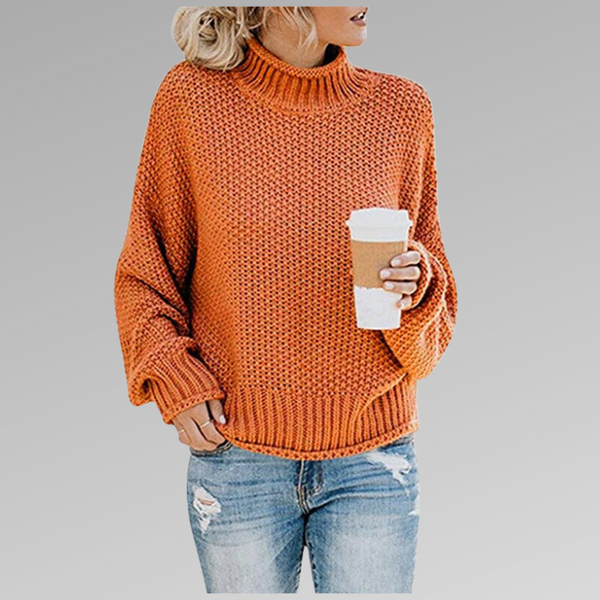 Women's Chunky Knit Jumper, Roll Neck Textured Stitch