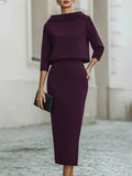 Boat Neck Top and Midi Skirt Set Coordinated 6
