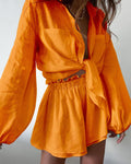 Women's Linen Set Balloon Sleeves and Shorts Summer 3