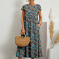 Women's Cotton Linen Midi Dress Casual Relaxed 3