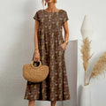 Women's Cotton Linen Midi Dress Casual Relaxed 4