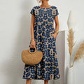 Women's Cotton Linen Midi Dress Casual Relaxed 5