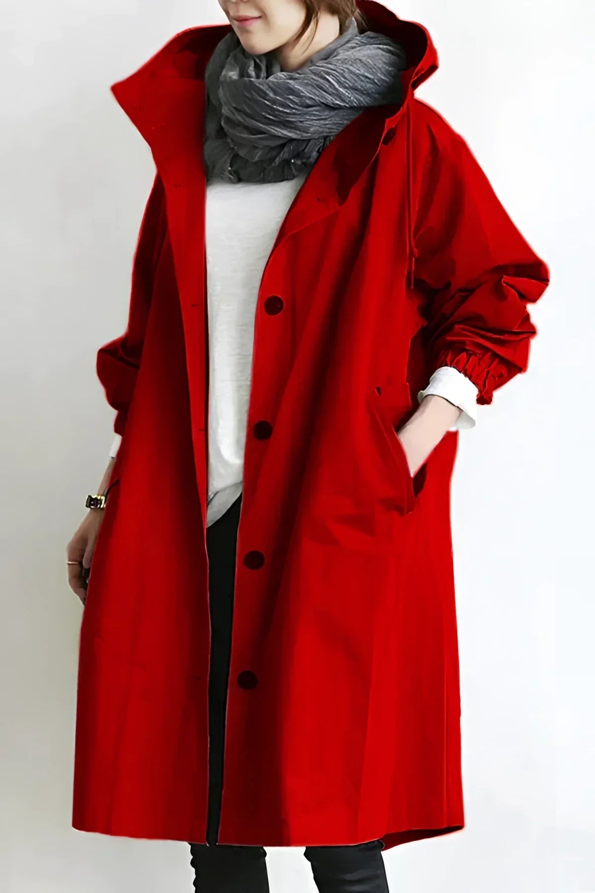 Women's Hooded Raincoat, Long Oversized Water-Repellent