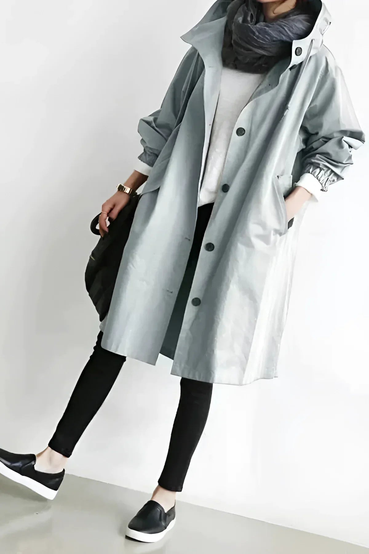 Women's Hooded Raincoat, Long Oversized Water-Repellent
