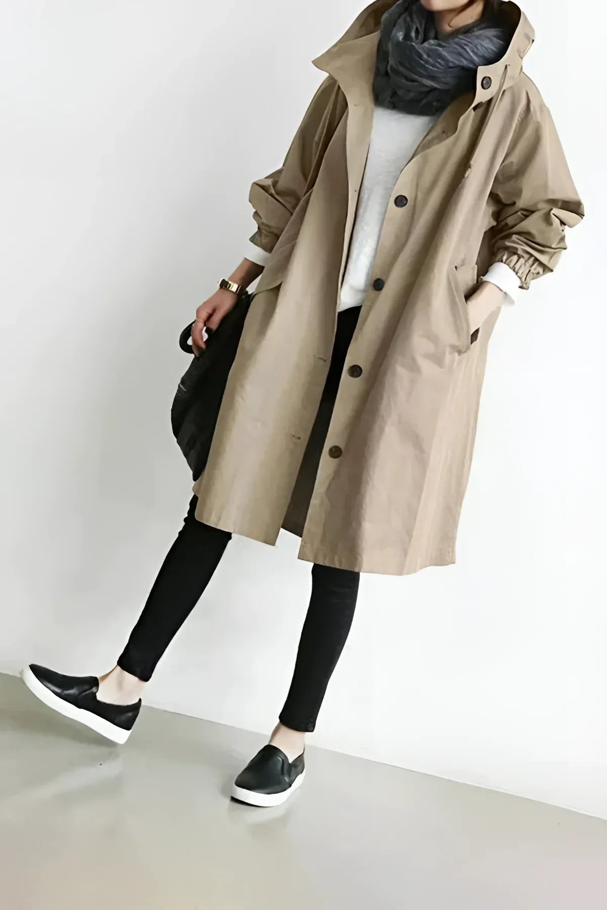 Women's Hooded Raincoat, Long Oversized Water-Repellent