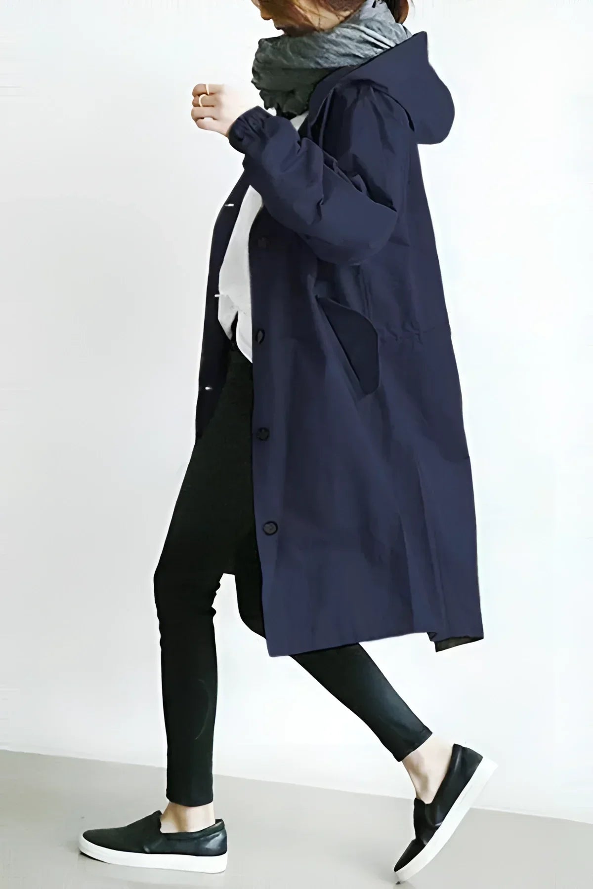 Women's Hooded Raincoat, Long Oversized Water-Repellent