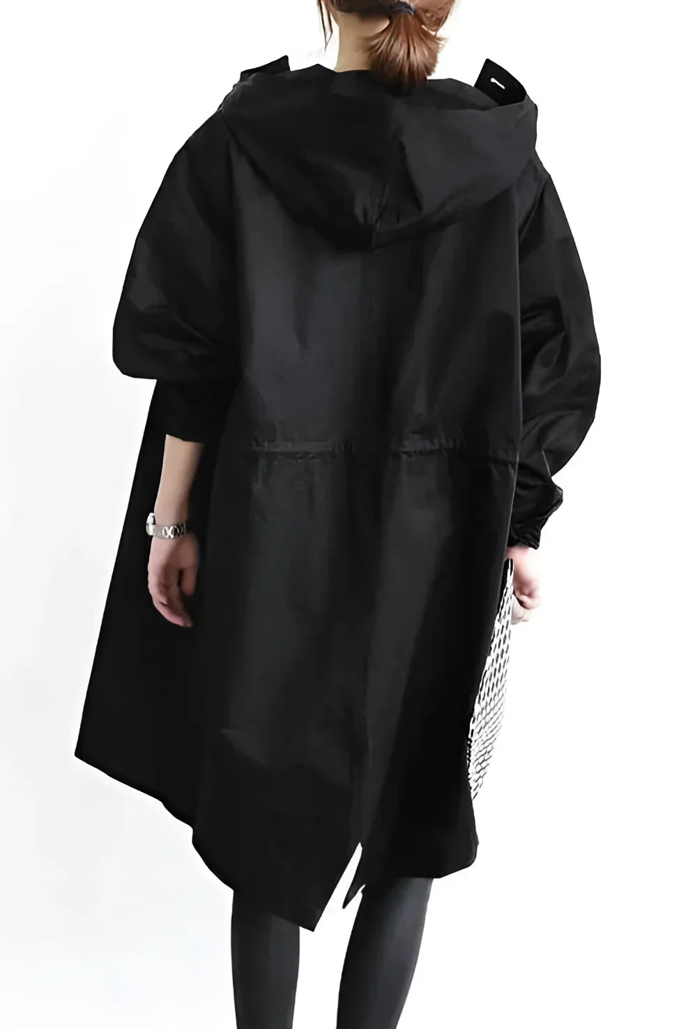 Women's Hooded Raincoat, Long Oversized Water-Repellent