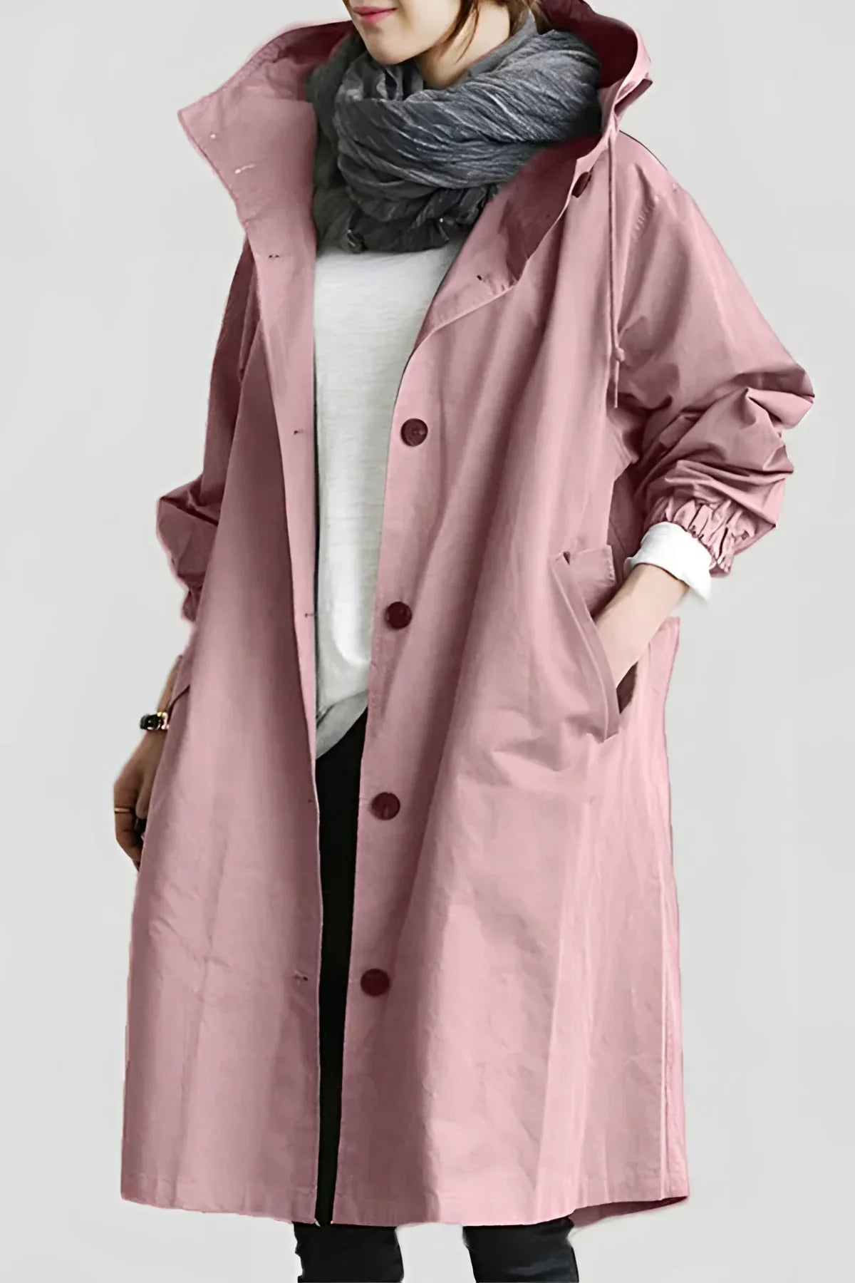Women's Hooded Raincoat, Long Oversized Water-Repellent